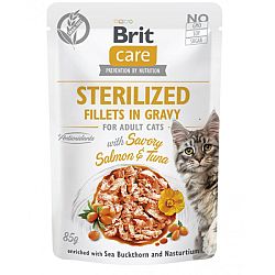 Brit Care kapsičky steril. filet v omáčke losos a tuniak 85 g