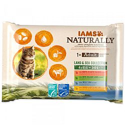 Iams kapsička Naturally morské a suchozemské mäso v omáčke multipack 4 x 85 g