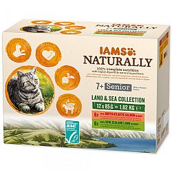 Iams kapsička Naturally Senior morské a suchozemské mäso v omáčke multipack 12 x 85 g