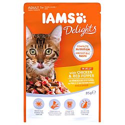 Kapsicka IAMS cat delights chicken a red pepper in jelly 85g