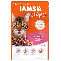 Kapsicka IAMS cat delights salmon a trout in jelly 85g