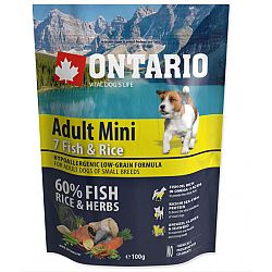 VZORKA Ontario dog adult mini ryba a ryža 0,1 kg