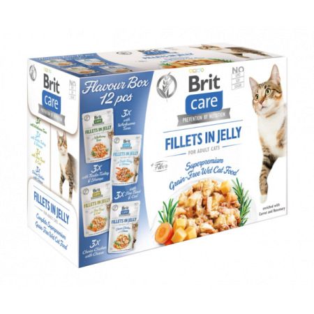 Brit Care Cat kapsičky box filety v želé, 4 x 3 ks (12 x 85 g)