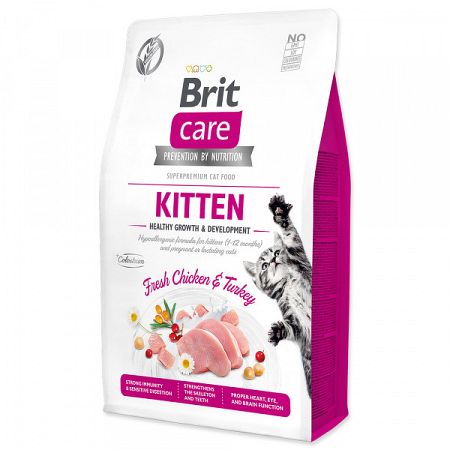 Brit Care granuly Cat Grain-Free Kitten Healthy Growth & Development kura a morka 2 kg