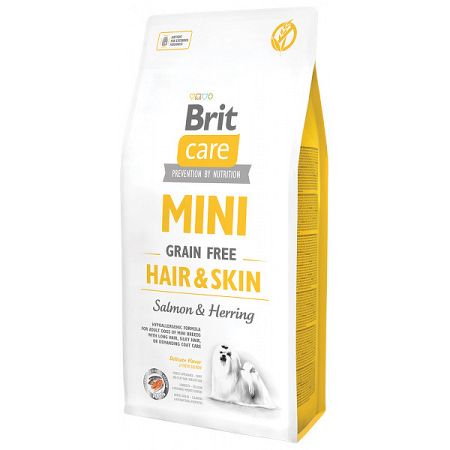 Brit Care granuly Mini Grain Free Hair & Skin losos a sleď 7 kg