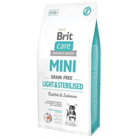 Brit Care granuly Mini Grain Free Light & Sterilised králik a losos 7 kg