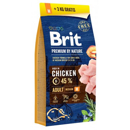 BRIT Premium by Nature Adult M 15+3kg ZADARMO