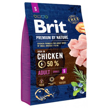 Brit Premium by Nature granuly Adult kura S 3 kg