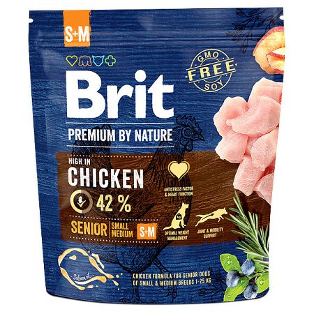 Brit Premium by Nature granuly Senior kura S+M 1 kg