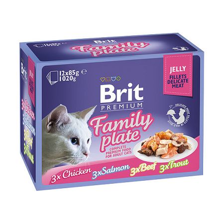 Brit Premium Cat Delicate Filety v želé Family Plate 1020 g (12x85 g)