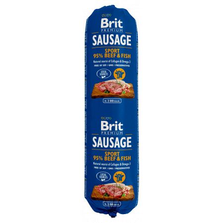 Brit Sausage Saláma pre psov hovädzie mäso a ryba Sport Formula 800g