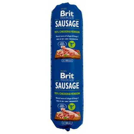 Brit Sausage Saláma pre psov kura a divina 800g