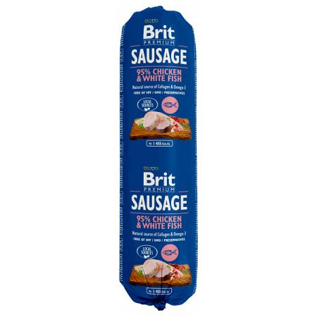 Brit Sausage Saláma pre psy kura a biela ryba 800g