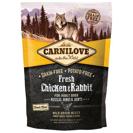 Carnilove Fresh Chicken a Rabbit Muscles, Bones a Joints for Adult dogs 1,5 kg