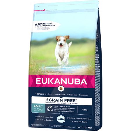 Eukanuba granuly pre dospelé psy Small & Medium Grain Free Ocean Fish 3kg