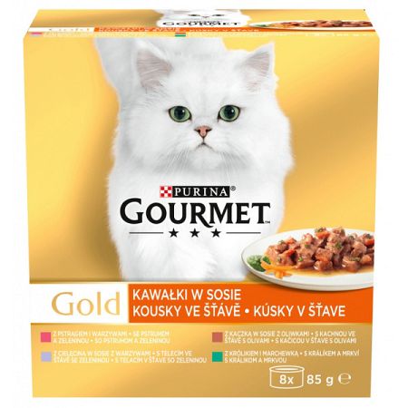 Gourmet gold cat konzerva multipack kúsky v šťave žele 8 x 85 g