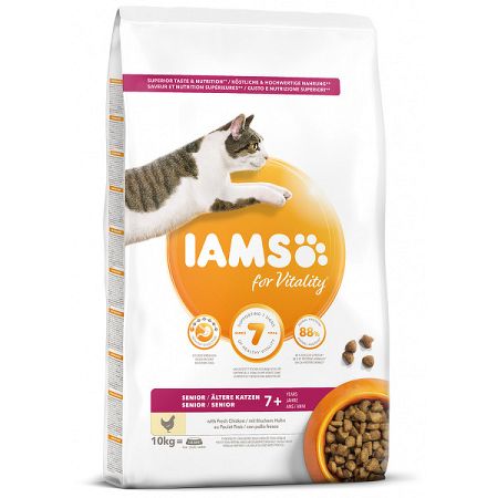 IAMS granuly pre staršie mačky senior kuracie 10kg