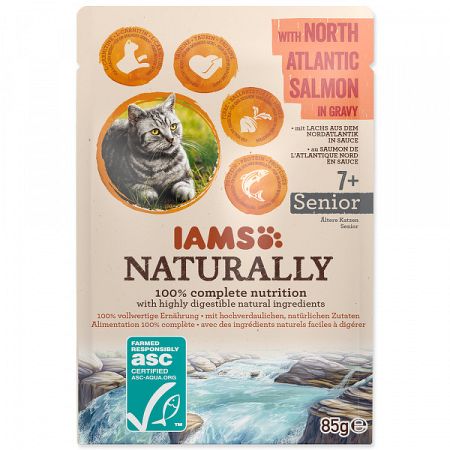 Iams kapsička Naturally Senior losos v omáčke 85 g