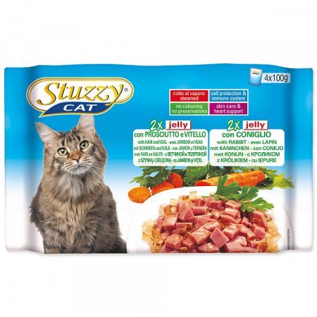 Kapsicka STUZZY Cat multipack sunka+telacie+kralik v zele 4x100g