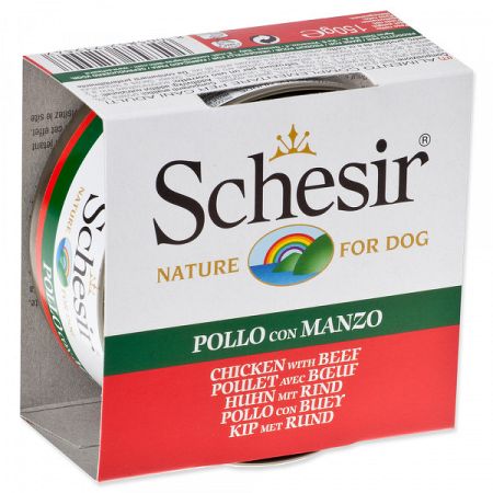 Konzerva SCHESIR Dog kuracie+hovadzie v zele 150g