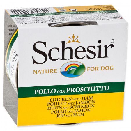 Konzerva SCHESIR Dog kuracie+sunka v zele 150g