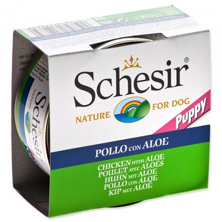 Konzerva SCHESIR Dog Puppy kuracie+Aloe 150g