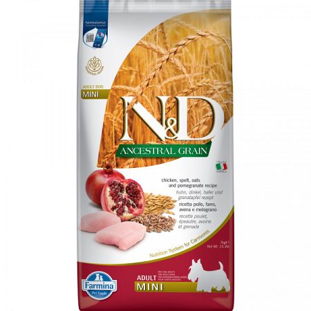 N&D Low grain dog Adult Mini Chicken & Pomegranate 7 kg