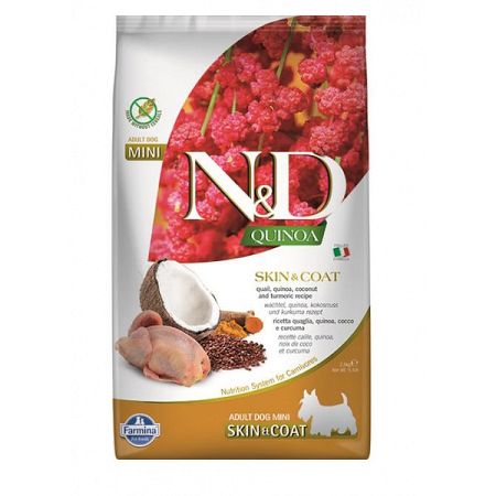 ND Dog GF Quinoa Adult Mini Skin prepelica a kokos 2,5 kg