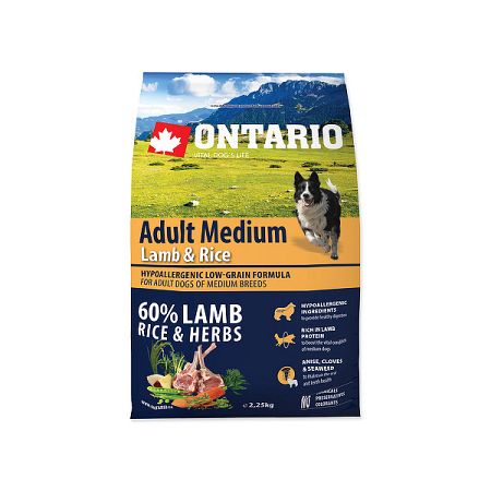 Ontario granuly Adult Medium jahňa a ryža 2,25 kg