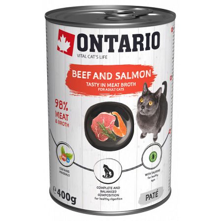 ONTARIO konz.Beef, Salmon, Sunflower Oil 400g