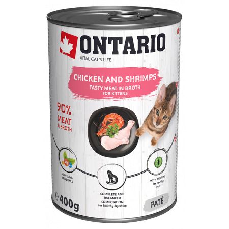 ONTARIO konz.Kitten Chicken, Shrimp, Rice and Salmon Oil 400g