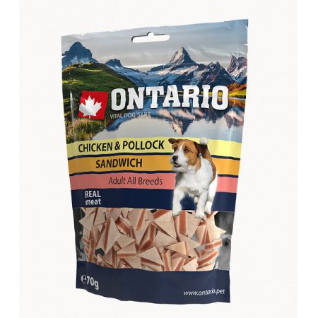 Ontario Natural Meat Dog Snack Chicken Jerky Sandwich 70 g