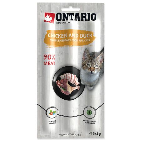 ONTARIO tyčinka pre mačky kura/kačka 3x5 g