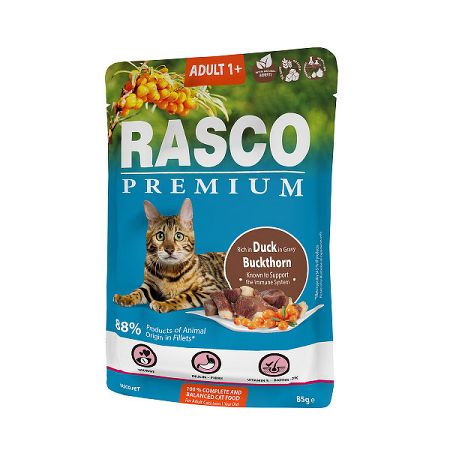 Rasco Premium Cat Adult kapsička kačka v šťave 85 g