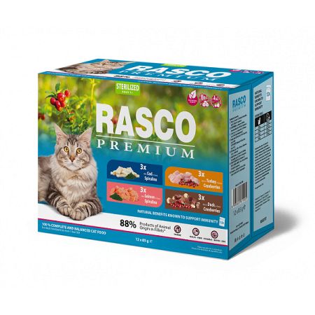 Rasco Premium Cat Adult Sterilized kapsičky multipack 12 x 85 g