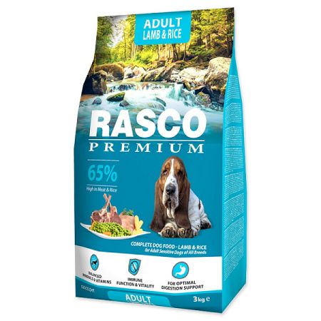 Rasco Premium dog granuly Adult Sensitive jahňa a ryža 3 kg