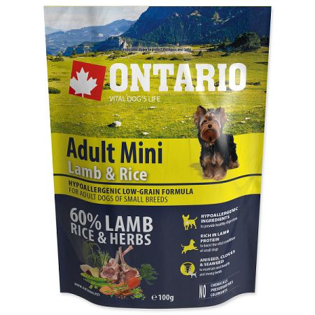 VZORKA Ontario dog adult mini jahňa a ryža 0,1 kg