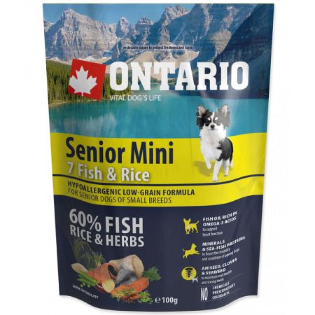 VZORKA Ontario dog senior mini ryba a ryža 0,1 kg